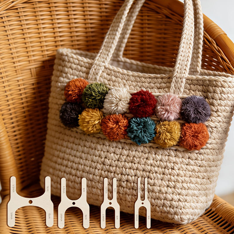 Pom Pom Maker Tool - 4-teiliges Holz-Pom-Pom-Maker-Set, 4 Größen, DIY-Werkzeug für