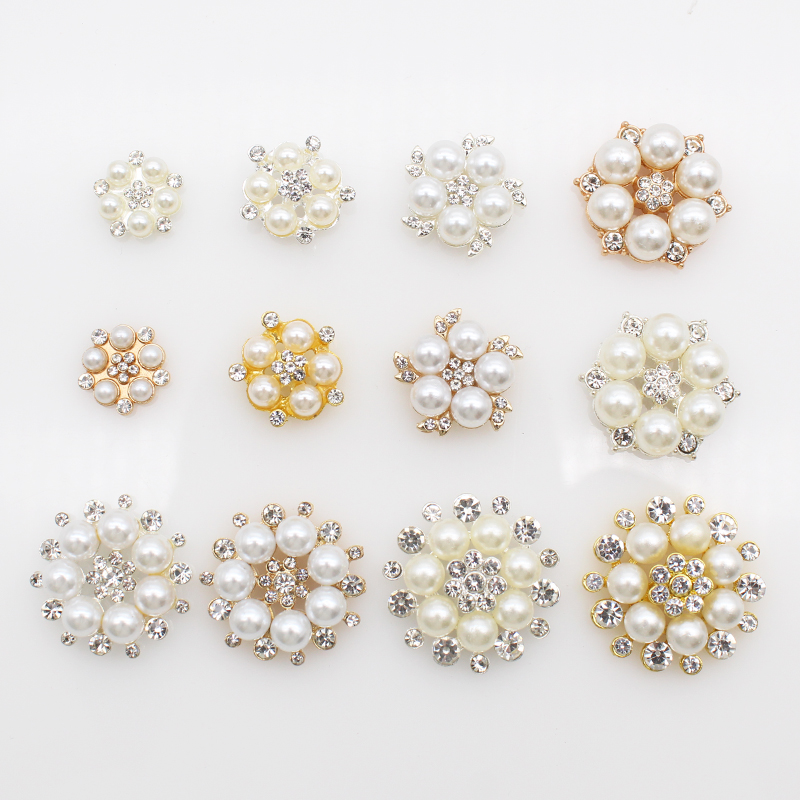 Sew On Rhinestone - 10 stücke Gold/Silber Legierung Perle Strass