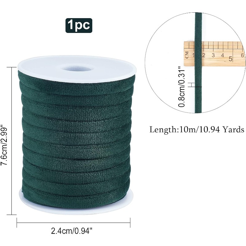 1 Rolle 10 m 8 mm dunkelgrüne  – Velvet Ribbon Roll Bewertung und Preis